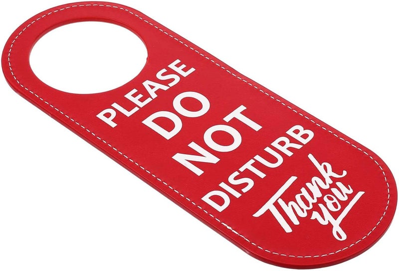 Bruislard PU Leather Double Sided Please Do Not Disturb Sign, Do Not Disturb Door Hanger Sign, Door Knob Privacy Signs for Office Clinic Dorm Online Class Video and Meeting Session, 1 Pack - Image 1